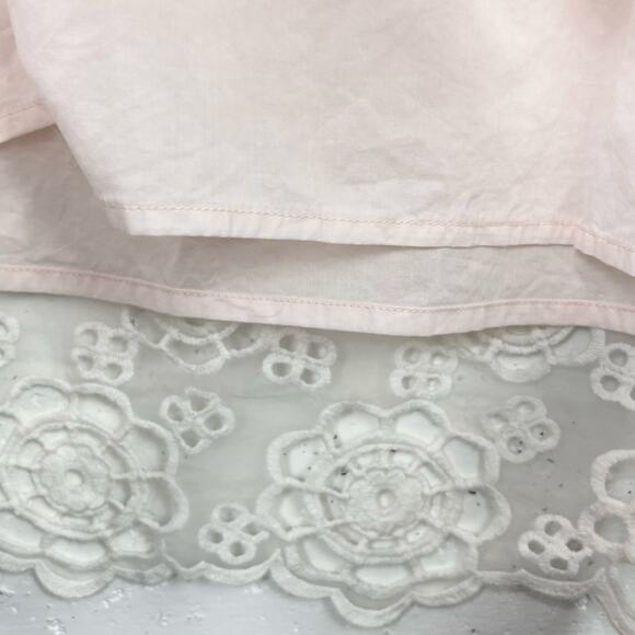 Mae-Li Girls Flower Lace Illusion Dress Short Puff Sleeve Pink Lining Size 7 - Picture 9 of 11